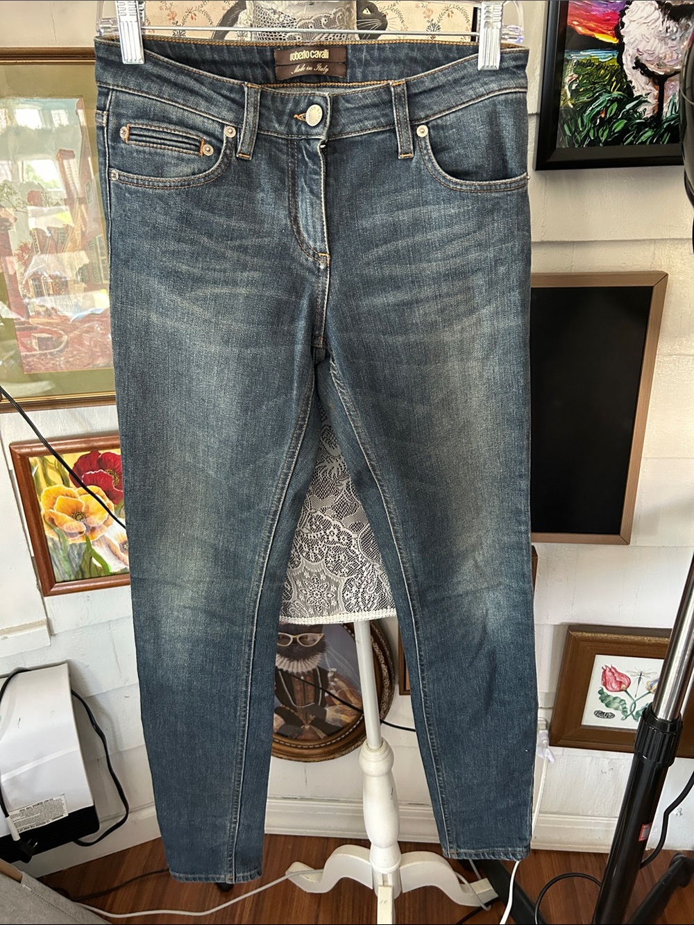 Roberto Cavalli Women's Skinny Jeans in Medium Wash Blue